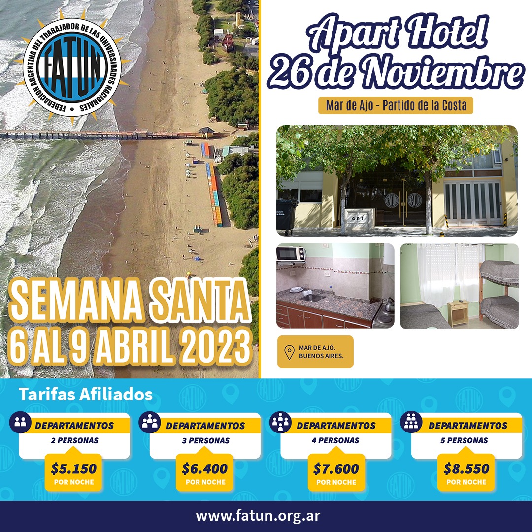 apart hotel 26 de noviembre tarifas semana santa 2023